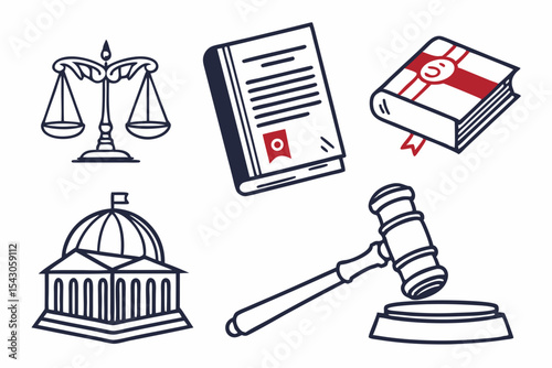 vector illustration of a law book and gavel