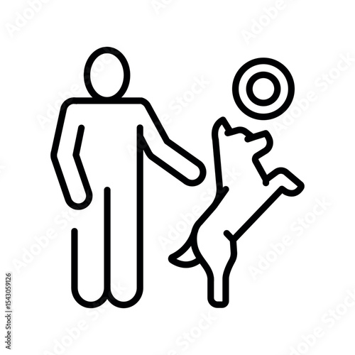 dog training black line icon for digital and print projects.