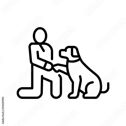 dog socialisation black line icon for digital and print projects.