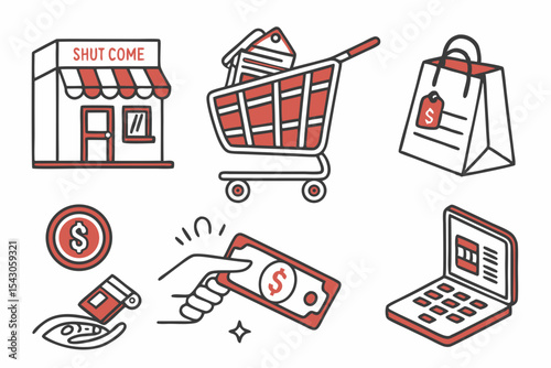 shopping icon set