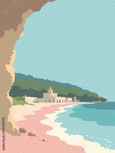 Barbados - Harrison’s Cave, Crane Beach, Bridgetown Garrison in cave beige, beach pink, garrison white, and sea blue