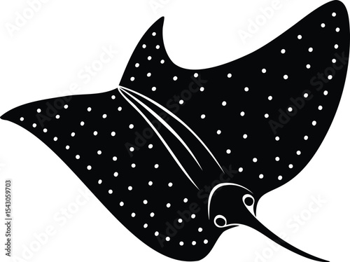 A distinctive silhouette of a spotted eagle ray gracefully gliding through the water