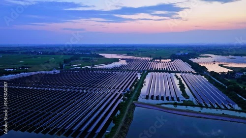 Photovoltaic panels at sunset