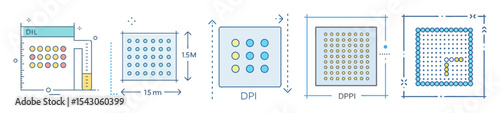 Schematic Representation of Dilution Process, Dot Density, and Printing Terminology Illustration