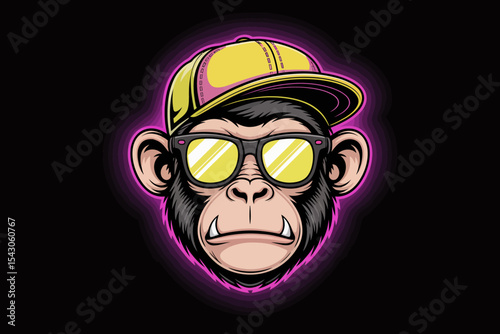Cool Chimp with Sunglasses and Cap