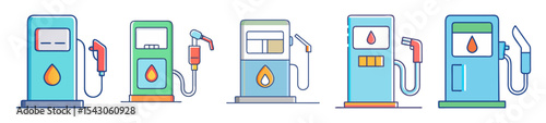 Collection of Fuel Dispensers with a retro vibe, vector illustration graphic