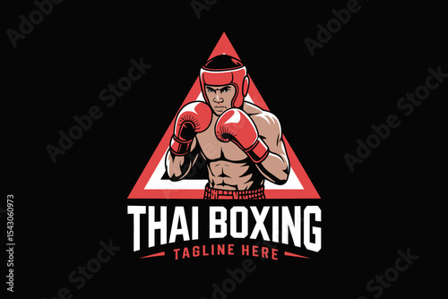 Muay Thai Boxing Fighter Logo