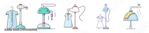 Collection of Garment Steamer Illustration Vector Design, Cleaning and Ironing Concept