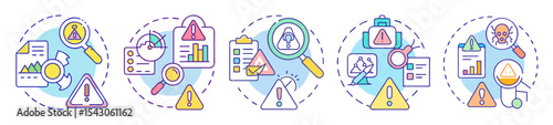 Illustrations representing different types of system failures and potential errors scenarios