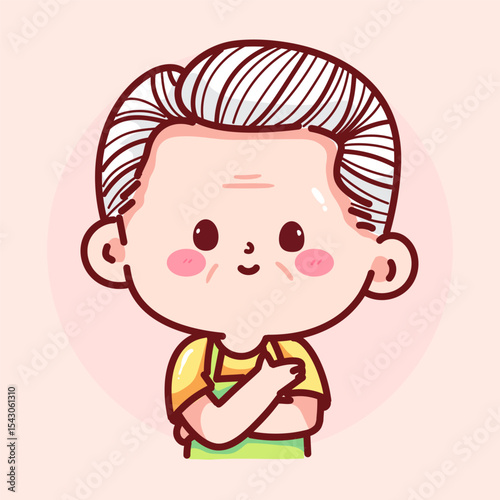 Grandpa folding arms cartoon vector illustration