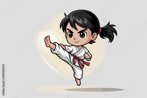 Karate Girl Cartoon Logo