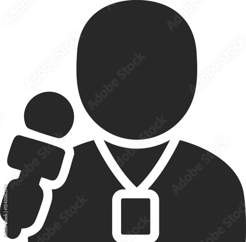 Press solid icon used in journalism, news reporting, and media communication designs.
