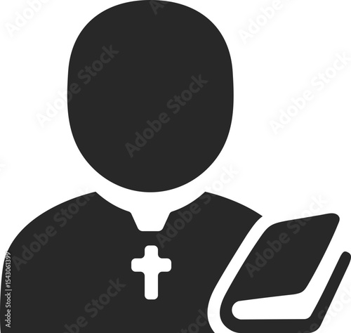 Priest solid icon used in religion, spiritual service, and faith-based profession designs.