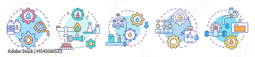 Conceptual Illustrations of the Water Treatment and Purification Process in Detail