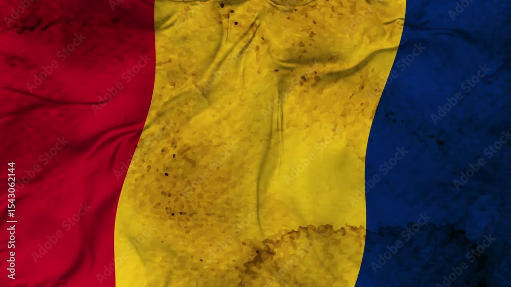 Romania texture flag seamless loop animation. 4K Video