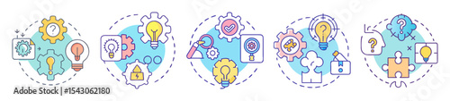 Conceptual illustration showing problem solving, solutions, thinking, innovation and business process