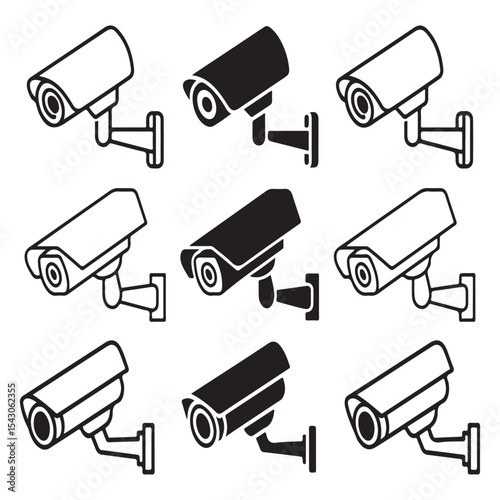 camera icon with night vision lens, symbolizing security monitoring, CCTV technology, and safety