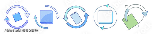 Diagram of rotating objects with curved arrows showing direction and transformation