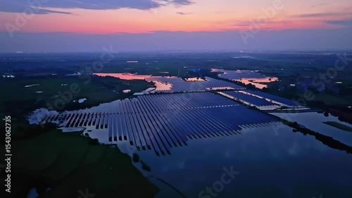 Photovoltaic panels at sunset