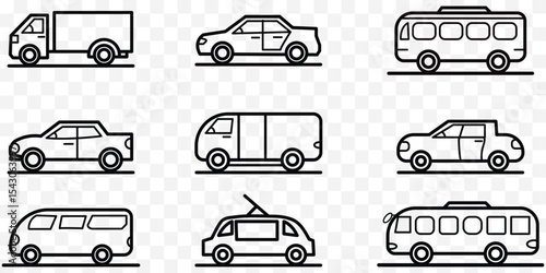 Car icons set. linear icon collection. Line stroke eps 10