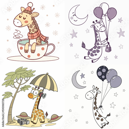 High-Quality giraffes Illustrations in Various Styles – SVG Bundle
