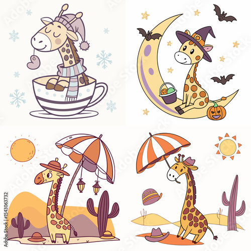 High-Quality giraffes Illustrations in Various Styles – SVG Bundle