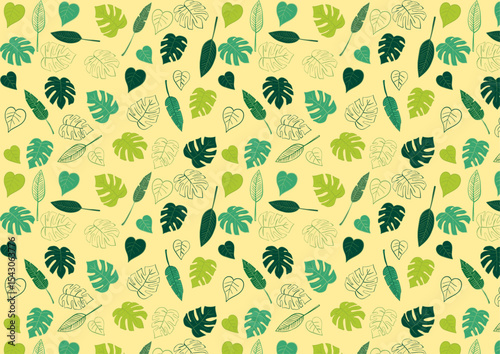 南国の葉っぱ素材パターン2 Tropical Leaf Pattern