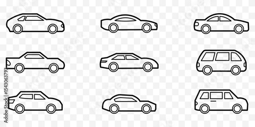 Car icons set. linear icon collection. Line stroke eps 10