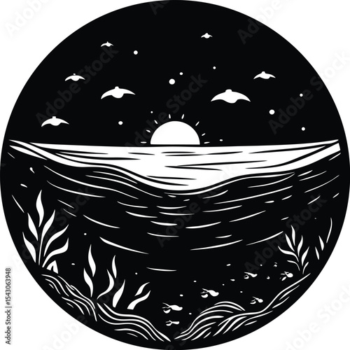 Underwater View Sunset Surface