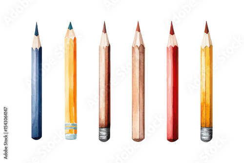 Watercolor vector set of colored pencils. AI generative
