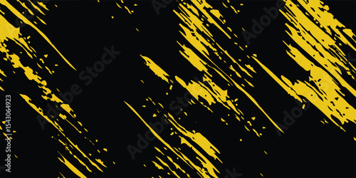 Abstract Black and Yellow Dirty Grunge Background with Halftone Effect. Sports Background with Brush Stroke modern arts vector eps10