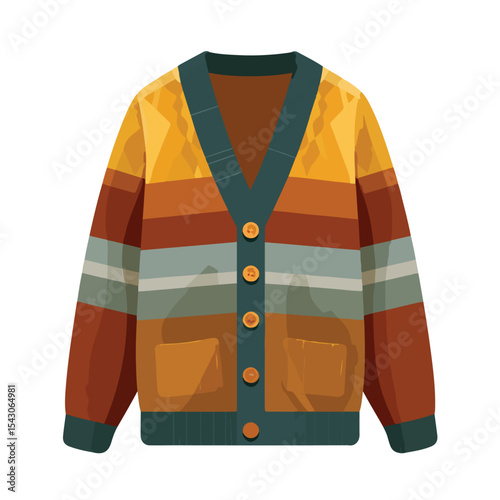 cardigan isolated in White Background, cardigan vector mockup, Flat lay vector illustration 