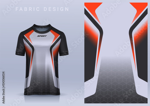 Fabric textile design for Sport t-shirt, Soccer jersey mockup for football club. uniform front view.	