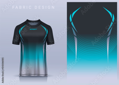 Fabric textile design for Sport t-shirt, Soccer jersey mockup for football club. uniform front view.	