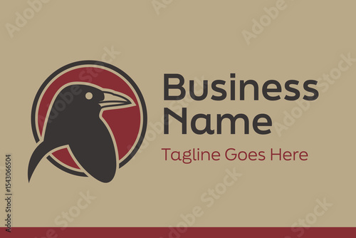 Magpie Head Illustration Logo Emblem 02