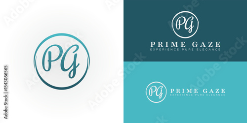 Elegant PG monogram logo for beauty and cosmetics. Features a luxurious script font within a sophisticated circle, symbolizing grace, purity, and radiant style.