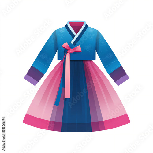 A flat vector icon of a Korean hanbok dress