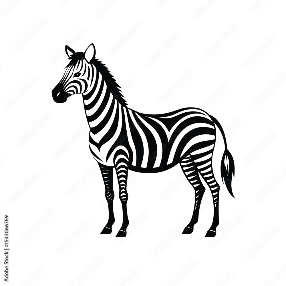 Obraz premium Dynamic Black and White Zebra Clipart Illustration: Stylized African Wildlife Vector Graphic for Safari Themes, Animal Logos, and Modern Design Projects