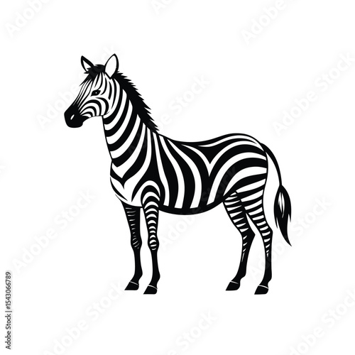 Dynamic Black and White Zebra Clipart Illustration: Stylized African Wildlife Vector Graphic for Safari Themes, Animal Logos, and Modern Design Projects