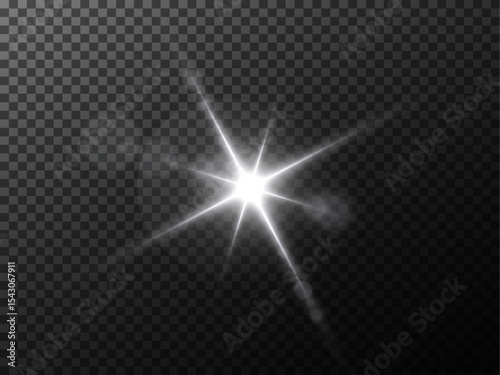 Glow effect: glare, explosion, shine, lines, sun glare, sparks and stars. Glowing light explodes with sparks, Vector graphics PNG.