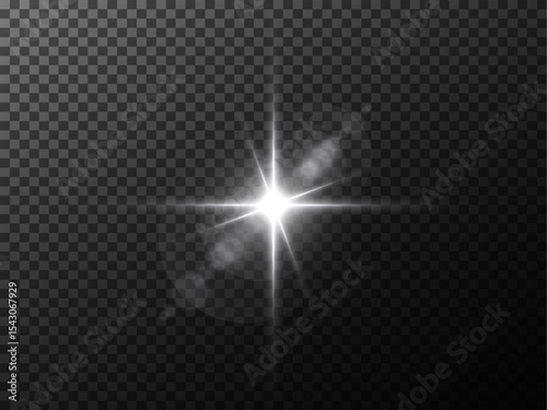 Glow effect: glare, explosion, shine, lines, sun glare, sparks and stars. Glowing light explodes with sparks, Vector graphics PNG.