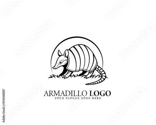 Modern black and white armadillo vector logo with clean structure and minimal style. Ideal for wildlife branding, nature product packaging, and professional company logos.

