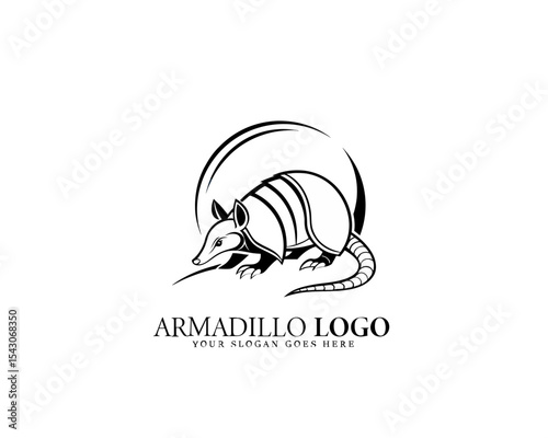 Black and white armadillo logo with sleek, stylish lines and minimalistic detail, perfect for nature-inspired branding, creative packaging, and wildlife-themed identity visuals.

