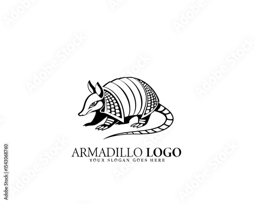 Bold and detailed black and white armadillo logo vector with modern appeal. Ideal for stylish brand identity, wildlife packaging, and product design.

