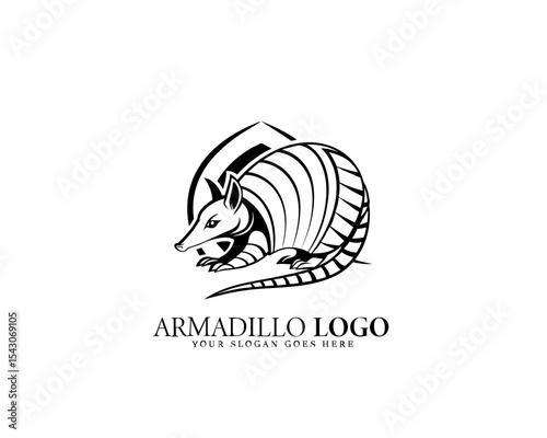 Premium armadillo vector logo with bold black and white lines for stylish branding, nature packaging, and professional identity visuals.

