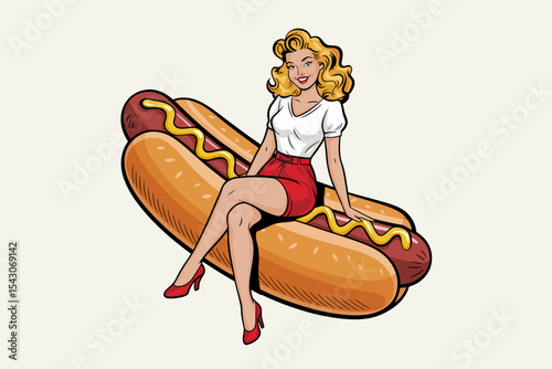 Hot Dog Pin-Up Girl