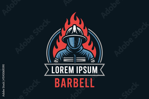 Firefighter Logo with Flames