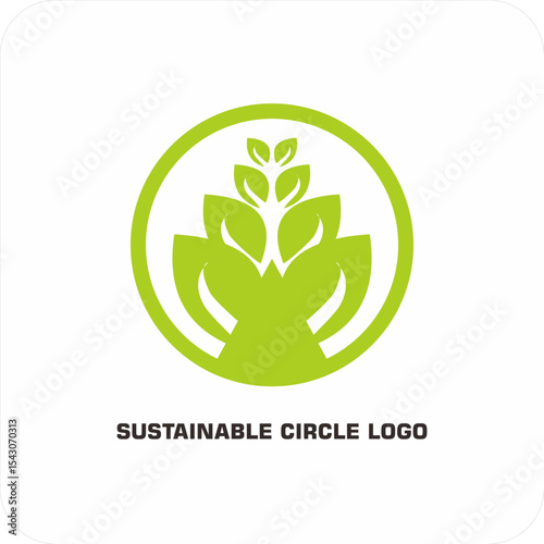 Environmental vector logo Sustainable circle: Symbol of Harmony of Nature and Humans