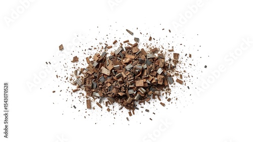 Dust and Metal Shavings Explosion Scraps  on White Background