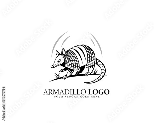 Bold black and white armadillo logo for branding projects, packaging design, and stylish animal business identity needs.

